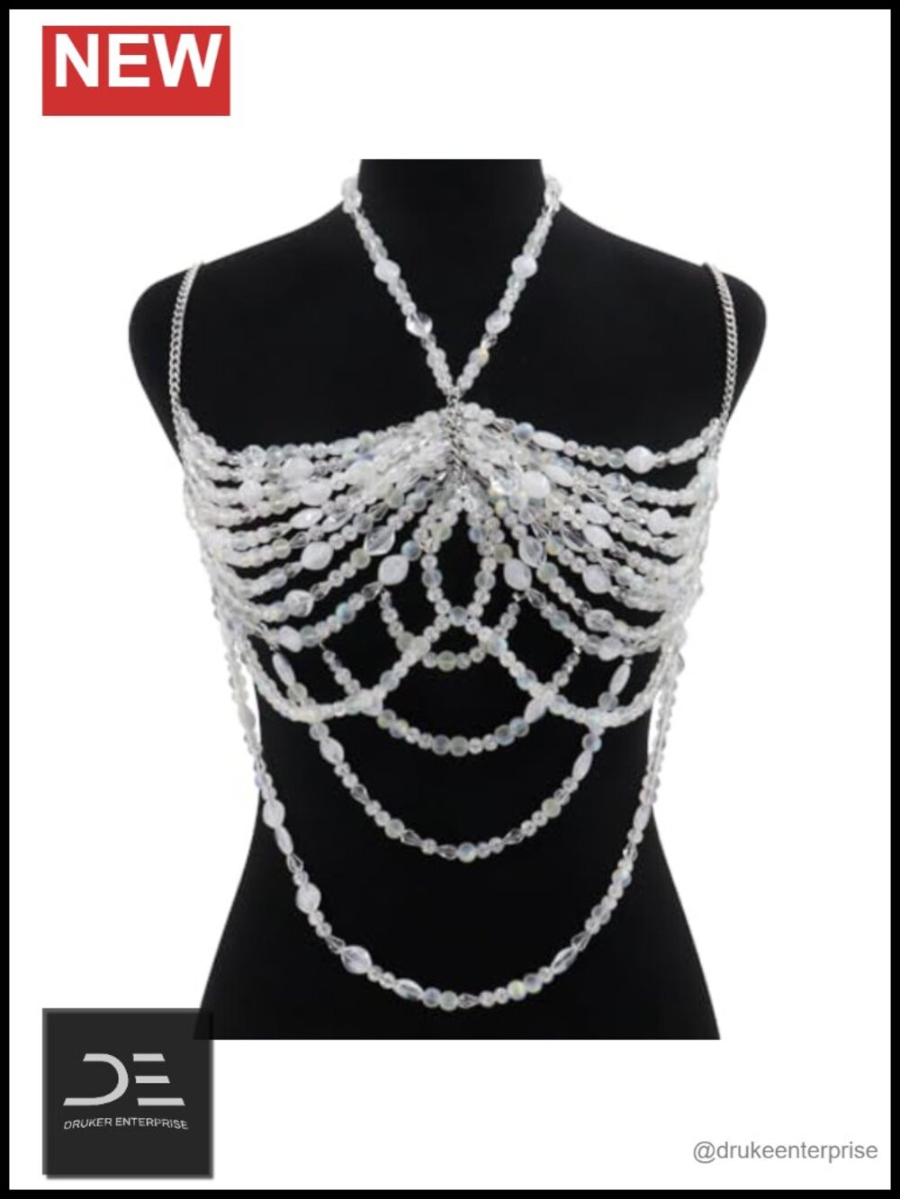 Handmade Crystal Body Chain Mermaid Top Rave Outfit Body Jewelry for Women